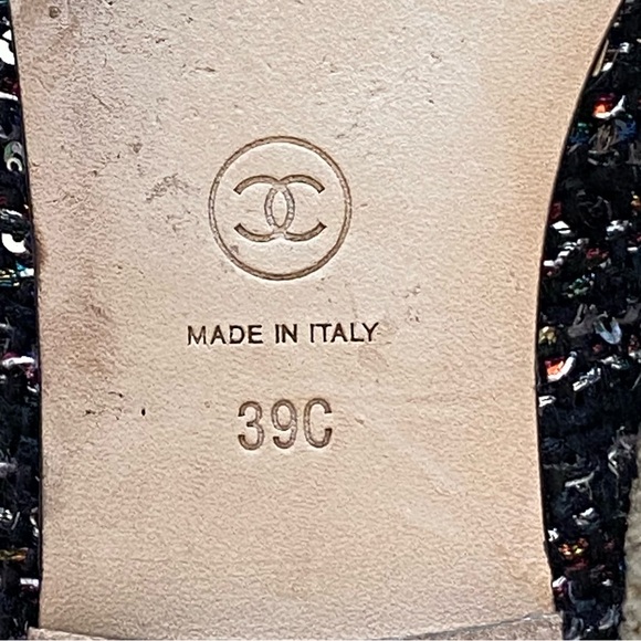 CHANEL 🖤 Boucle with Sequin Flats EU 39c - Picture 15 of 16